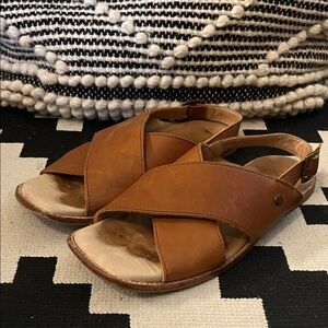 Women's Tan Leather Crisscross Slingback Sandals